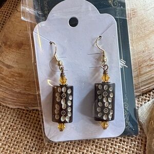 Elegant Brown and Gold Dangle Earrings